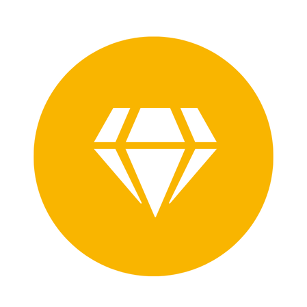 Ein weißes Rautensymbol, zentriert auf einem gelb-orangefarbenen, kreisförmigen Hintergrund.